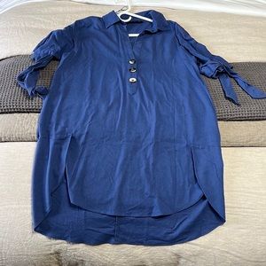 Perrywinkle linen shirt sleeved dress